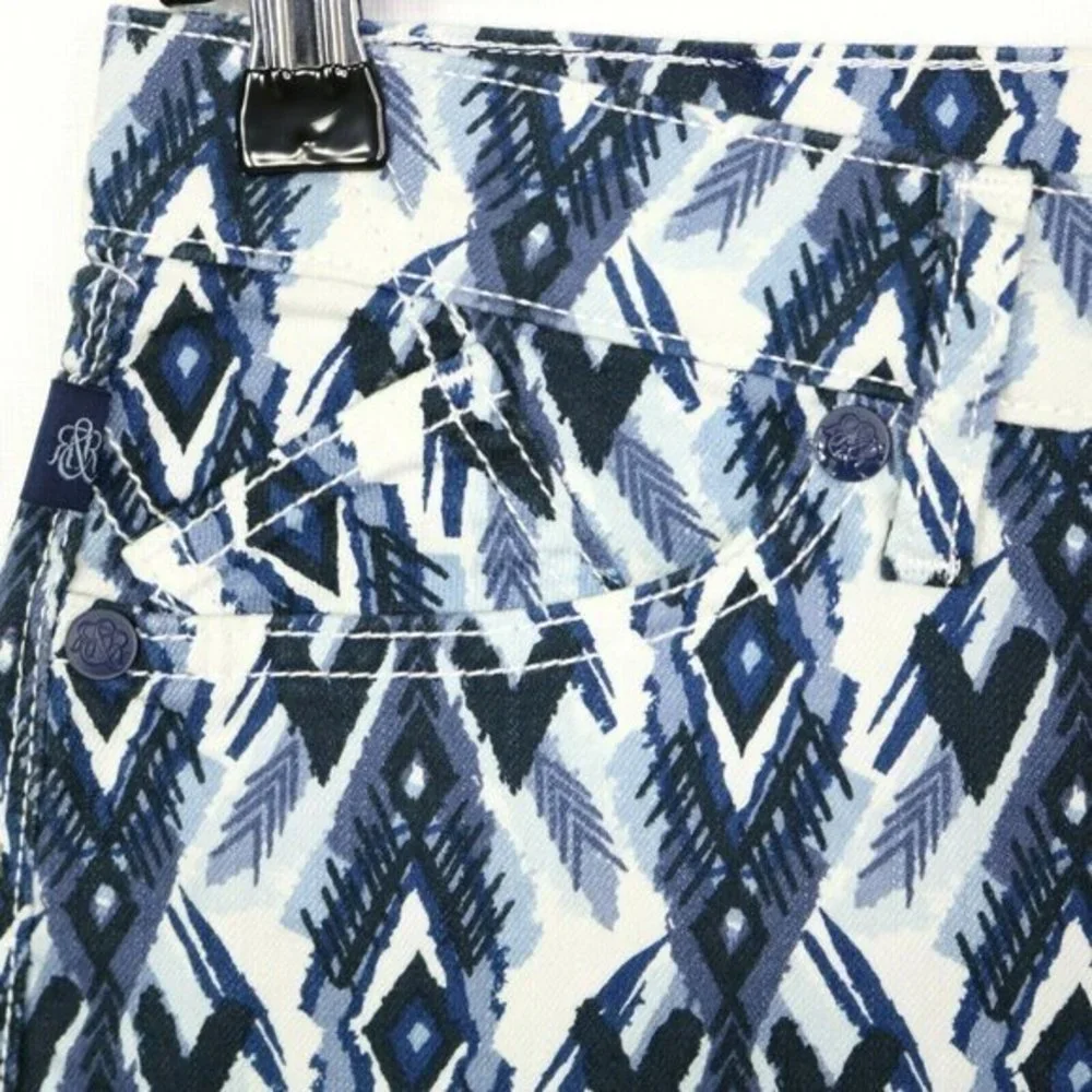 Rock & Republic Cut Off Jean Shorts‎ Blue White Native Lolita Stretch 12